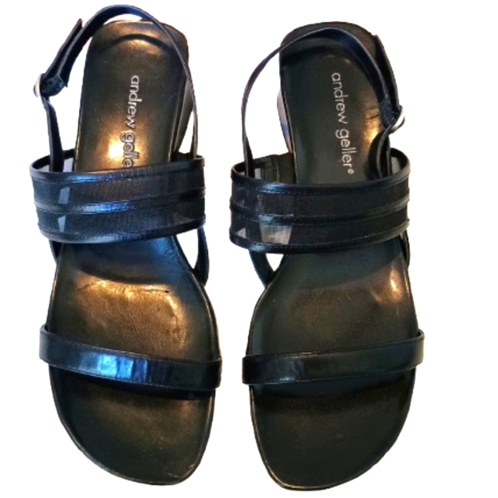 Vintage Andrew Geller Black Strappy Sandals Women's Size 8 GUC‎